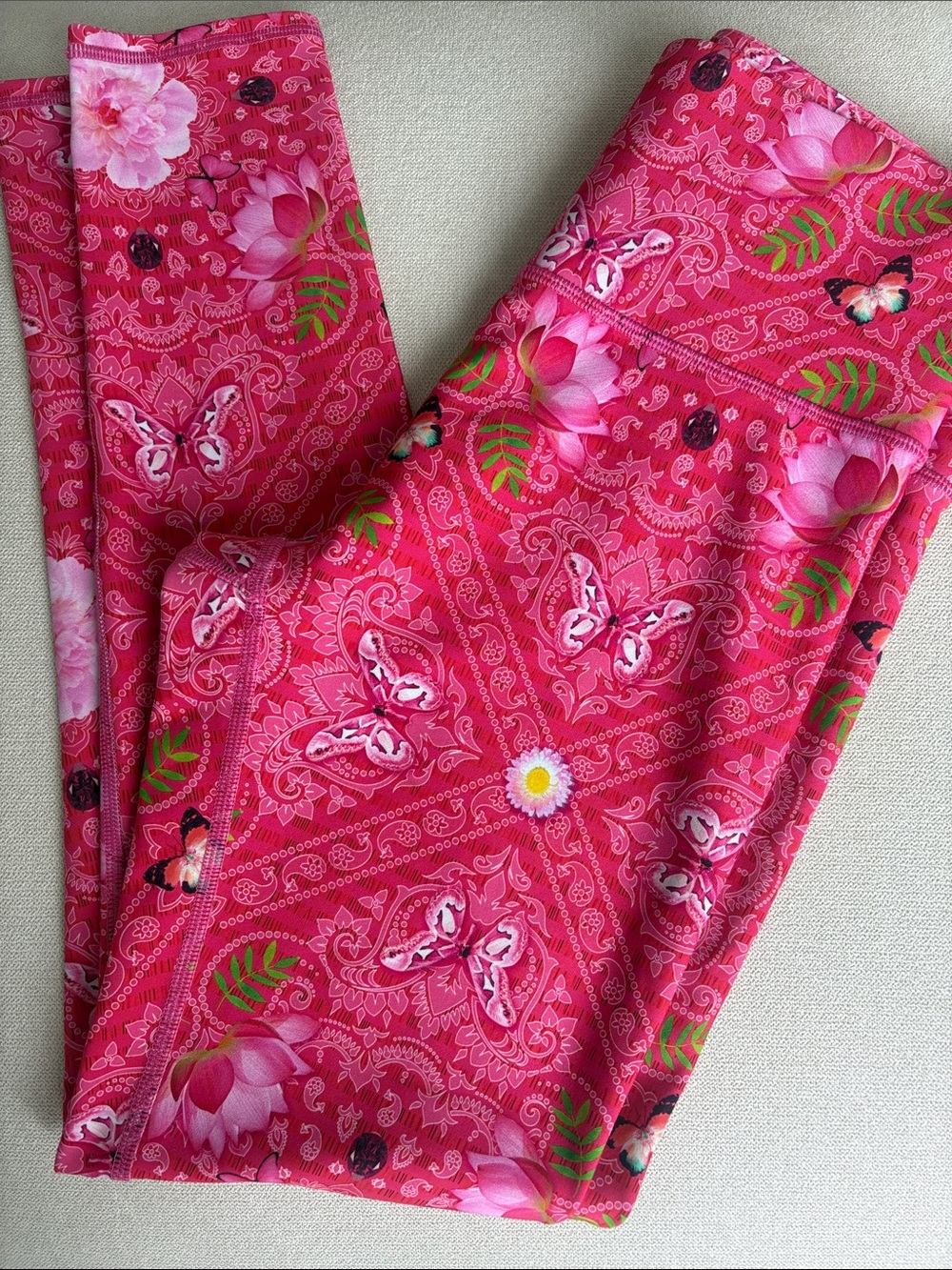 Terez Hot Pink Floral Butterfly leggings